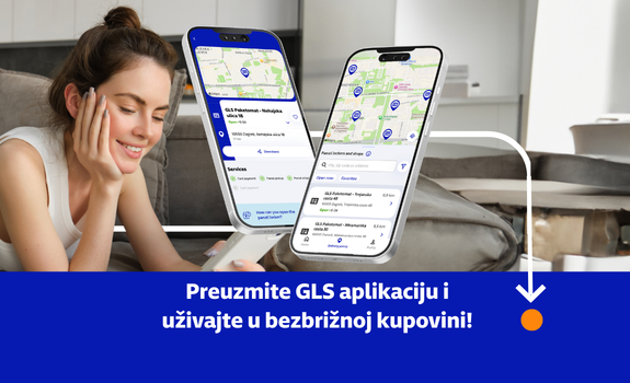 Woman looking to GLS App enjoying stress free shopping