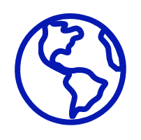 Blue icon of the globe